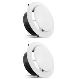 6 Inch Soffit Vent, Adjustable Air Vent Cover, ABS Round Ceiling Vent Covers for Living Room, Attic, Bathroom, Kitchen, Ventilation Use, White - Opening Size 5.66", 2 Pack