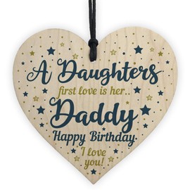 RED OCEAN Daddy Gifts From Daughter Dad Birthday Gifts Wooden Heart Dad Birthday Card From Son Keepsake