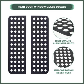 Phamyor Rear Door Window Glass Decals Aluminum Alloy Glass Panel Cover Trim Fit for 2007-2018 Jeep Wrangler JK JKU Sport Rubicon Sahara Unlimited 4-Door, 2PCS, Black