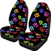 Buybai Car Seat Cover Colorful Paw Print Front Seat Covers
