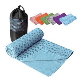 RIORES Yoga Towel, Yoga Rug, Anti-slip, Storage Case Included, Hot Yoga (Green)
