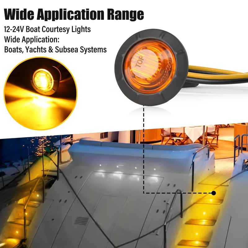 ALFU 20pcs 3/4" Round LED Trailer Side Marker Clearance Lights