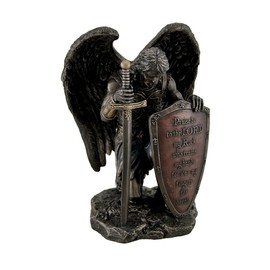 Veronese Resin Statues Praise Be to The Lord My Rock Kneeling Warrior Angel Statue 6 X 8 X 4.5 Inches Brown