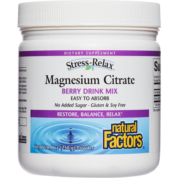 Natural Factors Stress-Relax Magnesium Citrate Drink Mix, Restores Normal Levels