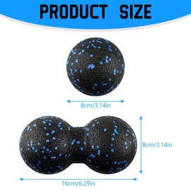Lotsdonxia 2 PCS Fascia Balls,Peanut Massage Ball,Muscle Massage Foam Roller,Deep Tissue Massage for Massaging Muscles After Gym Workouts(Black,Blue)