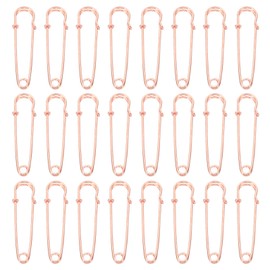 QUARKZMAN Große Sicherheitsnadeln 70mm / 2,76 Zoll Metall Riesige Nähsicherheitsnadeln Clips für Damenbekleidung Kleid Hosen Rock Taille, Roségold, 60 Stück
