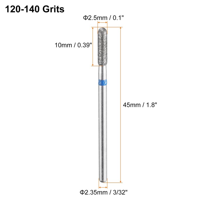 sourcing map 6pcs 120-140 Grits Diamond Grinding Bit 2.5mm Cylindrical