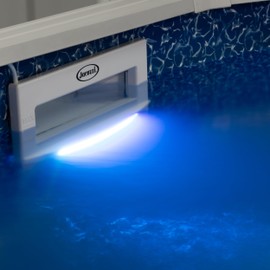 Jacuzzi Skimmer Cover Plate for Swimming Pool | Wide Mouth Pool Skimmer Plate | for Above Ground Pools | LED Multicolored Light and Remote | Transformer and Grommets | White