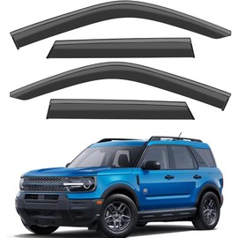VESUL Compatible with Ford Bronco Sport 2021-2025 Rain Guards Wind Deflectors Anti-Rain Window Visors with Tape 304 Stainless Steel Trim–Noise Reduction&All-Weather Protection Outside Channel