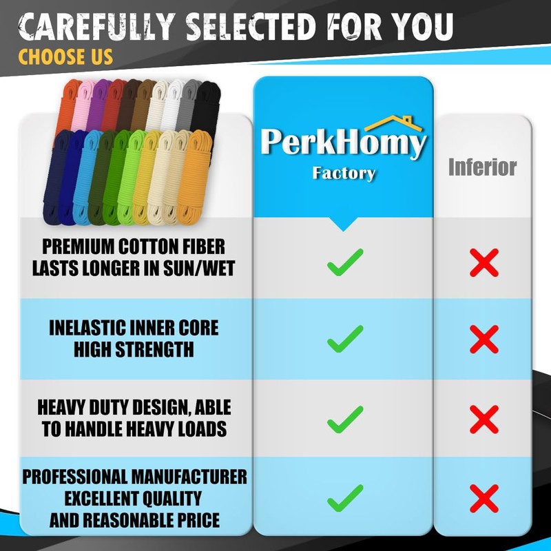 PerkHomy Cotton Rope 3/16" (5mm) 100 ft Multi Purpose Utility
