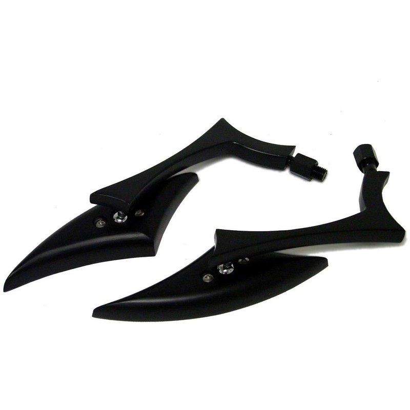 MotorToGo Mini Black Spear Style Motorcycle Mirrors Compatible for Aprilia