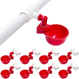 letsFix Chicken Water Cups for PVC with Tee (8 Pack), Automatic Chicken Waterer Kit for Poultry, DIY PVC Water Feeder for Chicken/Duck/Quail/Turkey