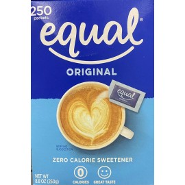 EQUAL ORIGINAL Zero Calorie Sweetener 250 Count Packets 8.8 oz Box
