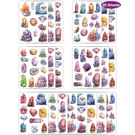 Tatuajes temporales de cristal, hipoalergénicos, 20 hojas, 244 piezas, diseño realista para tatuajes temporales de gemas, tatuajes temporales de rocas, decoraciones de diamantes para fiestas,