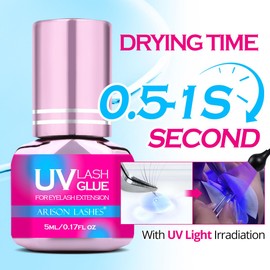 UV Eyelash Extension Glue 1Sec Dry Waterproof Strong Bond for Eyelash Extensions -Ultra Violet Lash Gel Glue for Professional Use Only(Blue-5ML)