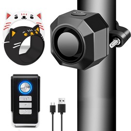NineLeaf Rechargeable Bike Alarm with Cute Kitten Silicone Cover Set, Bike Alarm USB Rechargeable with Mount,Bicycle Alarm System Anti Theft Wireless Bicycle Vibration Motion Sensor110dB Loud Security