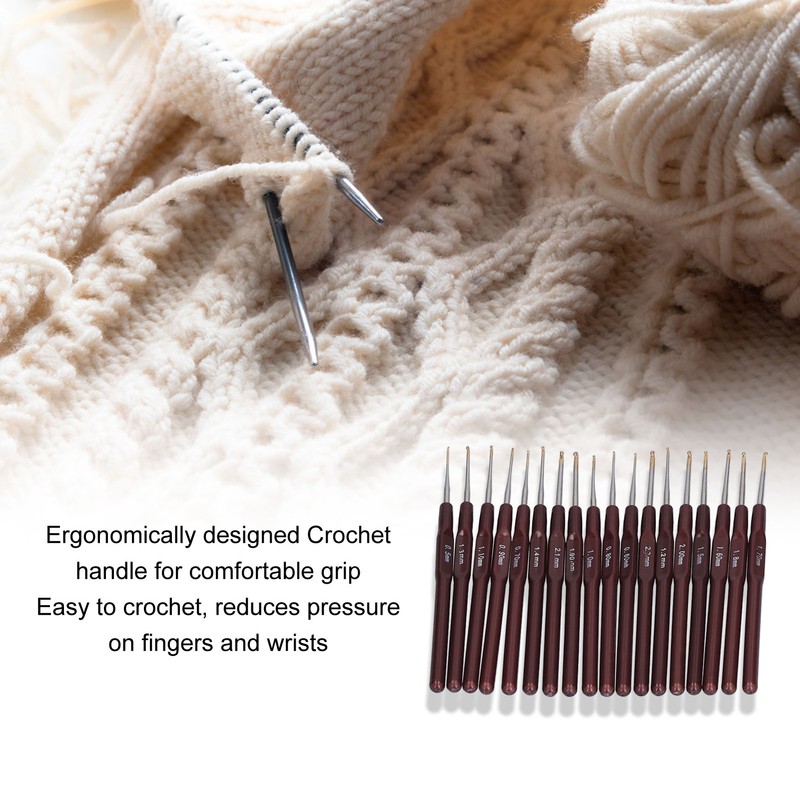 18Pcs Crochet Needle Comfortable Grip Aluminum Material Portable Sweater Needle