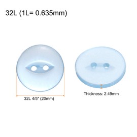 sourcing map 12pcs 32L Light Blue Round Sewing Buttons 20mm 4/5" Resin 2-Hole Fish Eye Craft Replacement Button for Craft Decoration Pants Dress Skirt Clothing Fastener Buttons