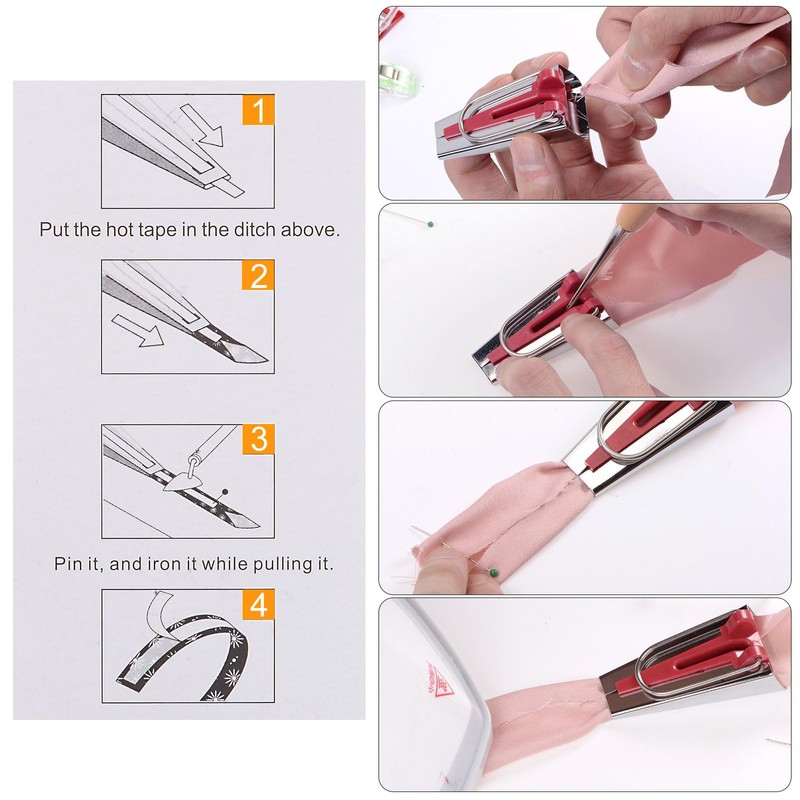 HARFINGTON Bias Tape Maker Kit 6mm 12mm 18mm 25mm Single
