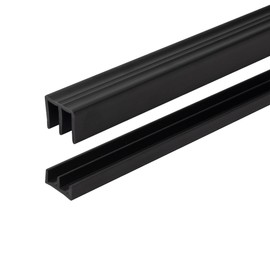 1/4" Panel Sliding Door Track - 48" Black Plastic Upper & Lower Set, USA Made, Pack of 1 - Outwater