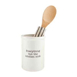 Mud Pie Utensil Holder, 6 1/2" X 4 1/2", White