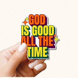 KADSTICKY - 3PCS God is Good, All The Time, Quote Stickers, Waterproof Vinyl Stickers for Water Bottle Laptop Book Kindle Phone Cup, Inspirational Decals for Teens Adults Students