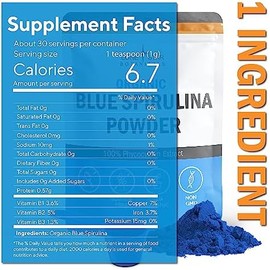 Lone Star Botanicals Espirulina Azul Orgánica En Polvo 100 Puro Superalimento Algas Azul-Verdes, Sin Olor A Pescado, Colorante Alimenticio Natural