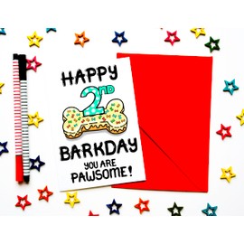 2nd Barkday Dog Birthday Card, Second Birthday Card For Dog, Fur Baby, Furry Child, Puppy, Pet