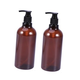 PACKOVE 2pcs Refillable Shampoo Dispenser Bottles with Screw Pump Brown Pet Liquid Bottle for Essential Oils Body Lotion and Makeup and Tasteless for Safe Daily Use Random Color