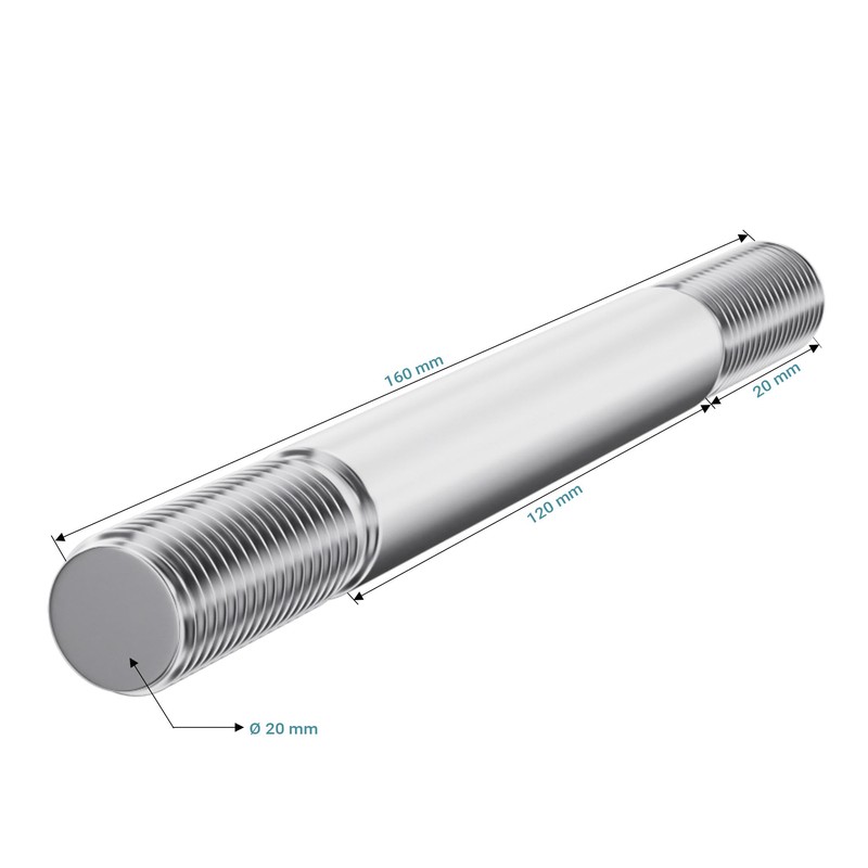 Standard Full-Floating Axle for Wheelbarrow, Size 160 x 20