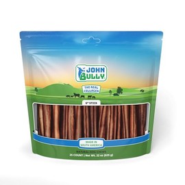 john bully Collagen Stick 6" 25PK, The Best Option for Your Dog, 100% Natural, Rich in Protein, Highly Digestible, Gluten Free,Premium Grade Quality,Odor Free The Real Collagen