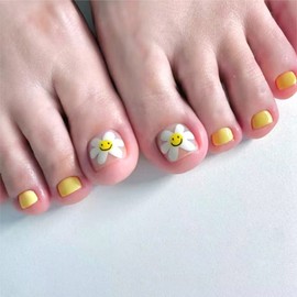 LC Sensibility Daily Look Self Nail Paddy Tip Artificial Toenails, 1 Piece, Paddy Tip 07 Yellow Daisy / 엘씨 감성 데일리룩 셀프네일 패디팁 인조발톱, 1개, 패디팁 07옐로데이지