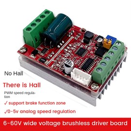 Pojedehy 6-60V BLDC Three Phase DC Brushless Motor Controller 400W PWM Hall Motor Control Driver Board(Without Hall)