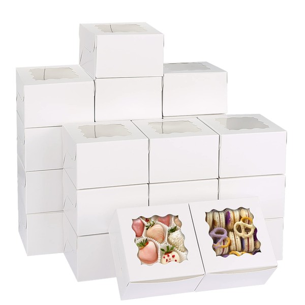 Moretoes Moretoes 120pcs White Bakery Boxes, 4x4x2.5 Inch Cookie Boxes