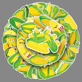 Corn Stickers 50 Pcs Waterproof Cute Vegetable Sticker for Water Bottle Laptop Scrapbooking Skateboard Luggage Bike Car Phone Computer,Vinyl Aesthetics Stickers for Teens Kids