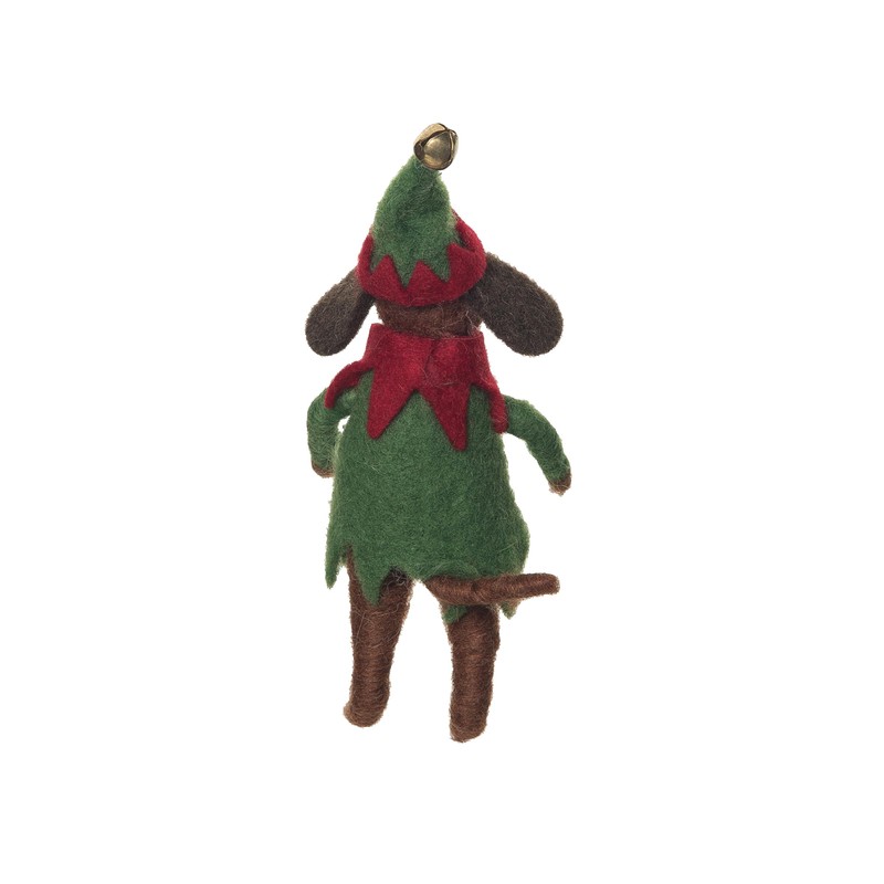 GALLERIE II Dog Elf Figurine Green