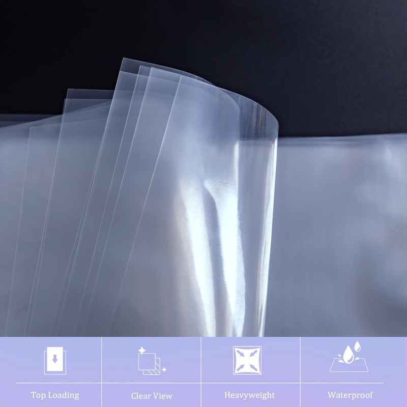 AKONEGE 50 Pack No Holes Sheet Protectors 8.5 x 11