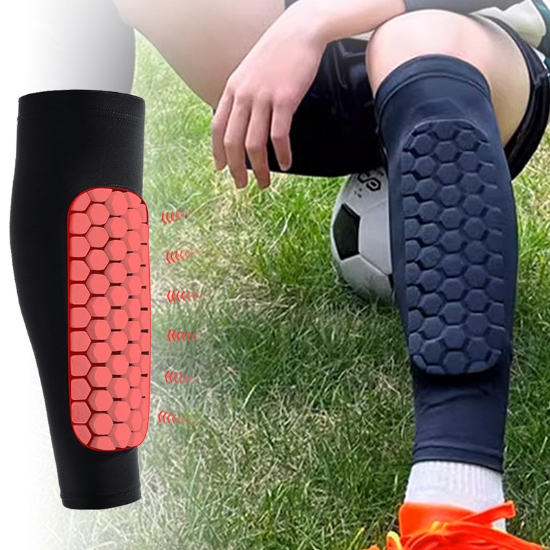 1pair Shindefender Shin Guards,Shindefender Compression Sleeve with Honeycomb Pads,Antislip Collision