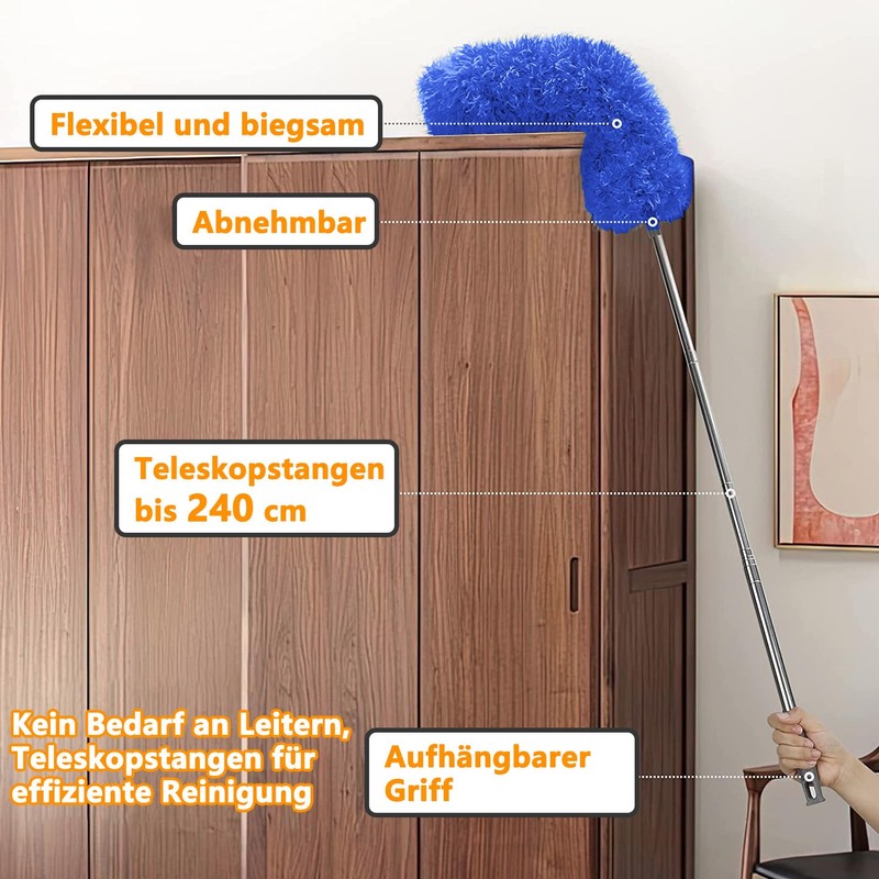 Washable Telescopic Duster, Long Extendable up to 2.45 m, with
