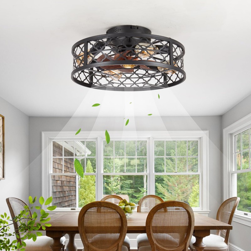 MeZeYo Farmhouse Ceiling Fans with Lights Remote Control,6 Speed Reversible