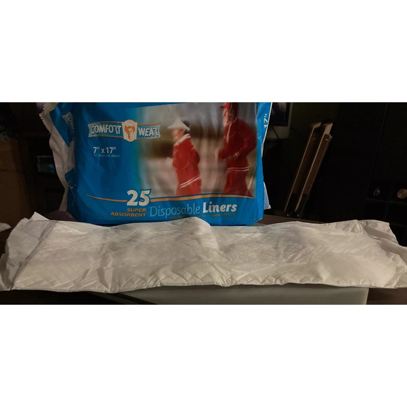 Comfort Wear Disposable Absorbent Liners 25 PCS 7x17 In.•Discreet bladder