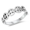 Oxidized Peace Sign Stackable Beautiful Ring 925 Sterling Silver Band