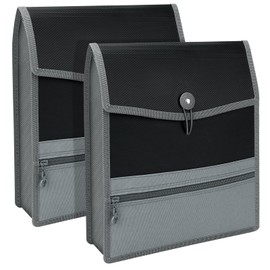 FYY Dokumententasche A4,2 Stück Dokumentenmappe A4 Sammelmappen mit Reißverschlusstasche Kunststoff Umschlag Mappe Dokumenten für Reise Büro Dokument Schule,Schwarz