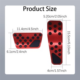 Auto Aluminum Pedal Covers, Auto No Drilling Accelerator Pedal Covers, Anti-Slip Aluminum Brake Gas Pedal Pads, Nonslip Car Pedal Pads for Dodge 2009-2022 Challenger Charger Chrysler 300C (Red)