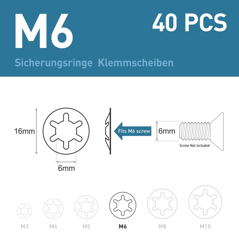 BOUMVID Pack of 40 M6 Washers Stainless Steel 304, A2