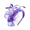 IYOU Feather Wedding Fascinators Headband Purple Flower Tulle Hair Bands