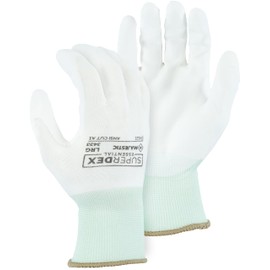 Majestic 3433/XXL Polyurethane Palm-Coated Glove on 13-Gauge Seamless Knit Nylon Liner, Designed for Light Duty Assembly Work, Ultra Sensitive, 2X-Large, White