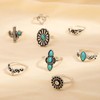 Turquoise Rings for Women Silver Western Statement Jewelry Stackable Knuckle