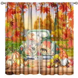 BenYaSong - Cortina de ventana para decoración de otoño, calabazas de otoño, flores de arce, girasoles, cosecha de Acción de Gracias, granja para el hogar, cocina, restaurante, decoración de ventana,