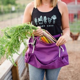 Roo Gardening Waist Apron with Pockets for Women & Men - Canvas Garden Apron with Harvesting Pouch, Water-Resistant, Washable